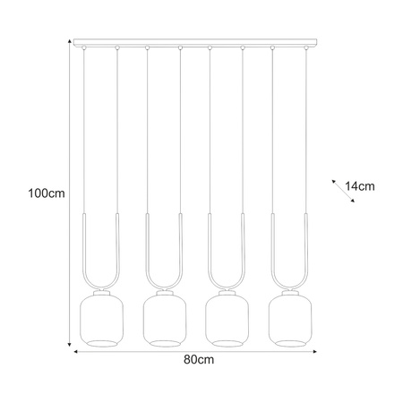 Wyszukana lampa wisząca, cztery grafitowe klosze K-5587 z serii BONO