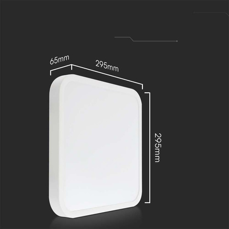 Plafon V-TAC 18W LED Kwadrat 30x30cm Natynkowy Pilot Czujnik Ruchu IP44 Biały VT-8618S 4000K 1830lm