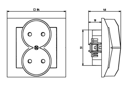 Ospel Sonata Kaszmir Gniazdo podwójne moduł bez ramki GP-2RR/m/82
