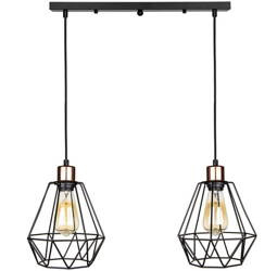 Lampa wisząca loft DIAMENT listwa podwójna czarna rose gold