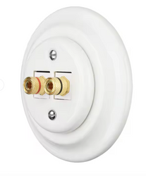 Gniazdo ceramiczne podtynkowe głośnikowe białe retro bez ramki