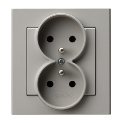 Ospel Sonata Kaszmir Gniazdo podwójne z uziemieniem kompletne z ramką GP-2RZ/82