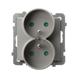 Ospel Sonata Kaszmir Gniazdo podwójne z uziemieniem z przesłonami torów prądowych, moduł bez ramki GP-2RRZP/m/82