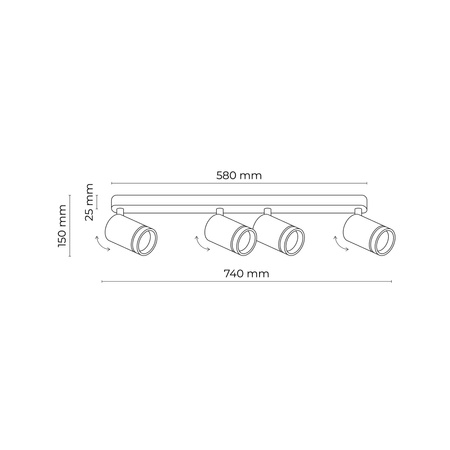 Lampa sufitowa JET Black 4xGU10