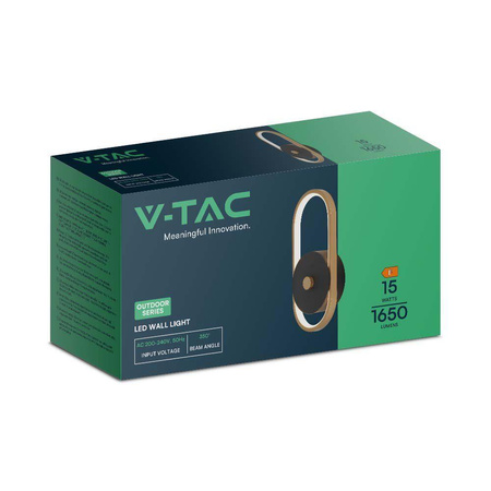 Kinkiet Ścienny V-TAC 15W LED Czarny+Stare Złoto IP54 VT-1191 4000K 1650lm