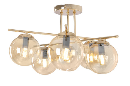 Luksusowa lampa sufitowa z bursztynowymi kloszami K-5414 z serii GRAND
