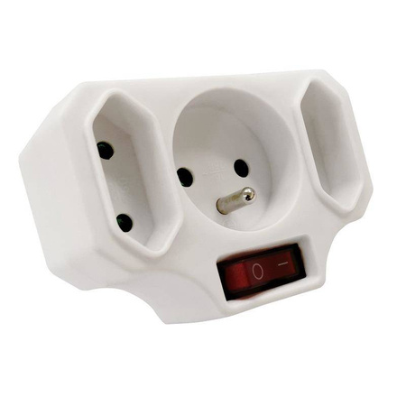 Rozgałęźnik 1GN Z/U okrągłe 2GN B/U płaskie,  z wyłącznikiem 16A ELEKTRO