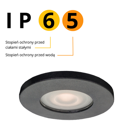 Lagos oczko podtynkowe okrągłe czarne IP65 LP-440/1RS BK