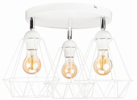 Lampa sufitowa biały plafon potrójny diament