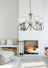Lampa wisząca chromowa / biały abażur tkany 5x40W Arnika Candellux 35-21687