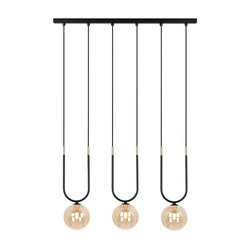 Efektowna lampa wisząca z bursztynowymi kloszami K-5596 z serii GOLDI