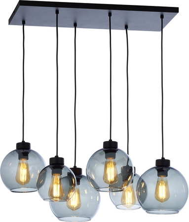 Szklana lampa wisząca 6 kul E27 grafit