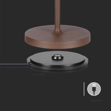 Lampka Biurkowa Nocna V-TAC 1,5W LED Ładowanie Ściemnianie IP54 Brąz