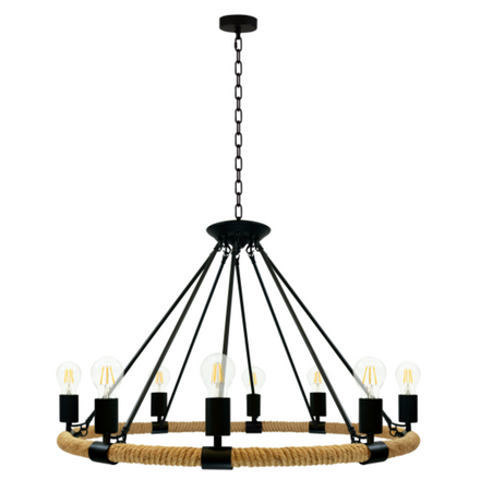 Lampa wisząca ze sznura konopnego 8xE27 