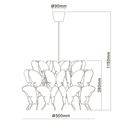 Light prestige Farfalla 1 wisząca różowa LP-MD088-3439A/1P RÓŻOWY