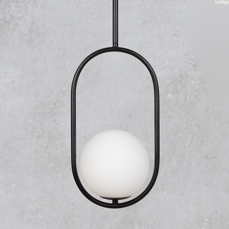 Lampa wisząca czarna Milano Ring kula mleczna 1xE14