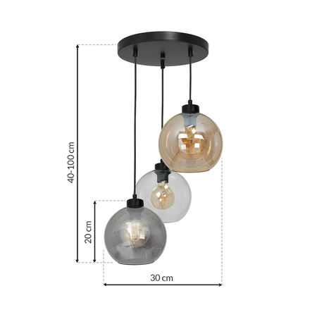Lampa wisząca  szklana SOFIA MIX 3xE27