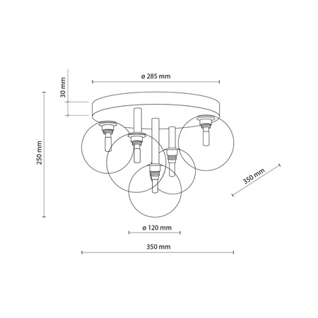 Lampa sufitowa NILOS Black/Gold 5xG9