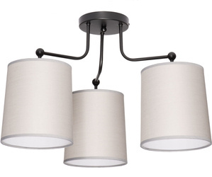 Lampa sufitowa żyrandol 3 abażur stożek szary