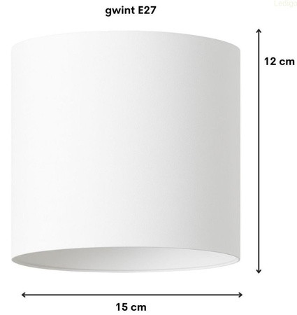 Abażur walec Oro Deluxe biały 15cm E27
