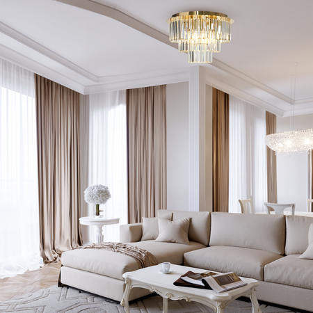 Lampa sufitowa MILANO fi 45cm złota kryształowa 6xE14