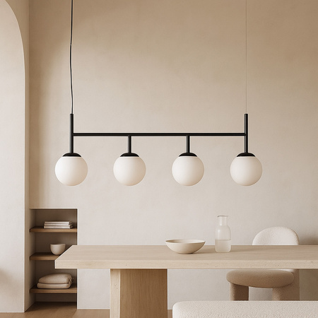 Lampa wisząca z białymi szklanymi kulami nad stół K-4883 z serii FARO