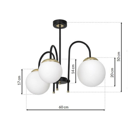 Lampa sufitowa SPARTA BLACK / GOLD 3xE14