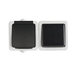 Włącznik pojedynczy natynkowy z gniazdem zasilającym TEKNO IP54 szary