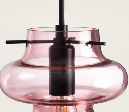 Szklana Lampa Wisząca TELDER różowa