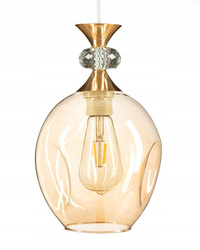 Lampa wisząca szklana amber GLAMOUR kryształ 1xE27
