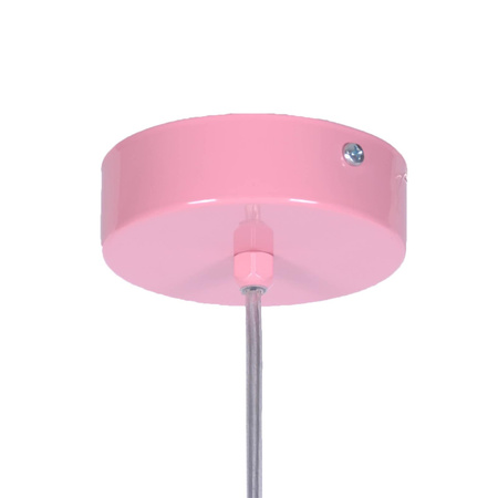 Różowy, druciany, duży żyrandol do salonu KP-21 z serii KAPELUSZ