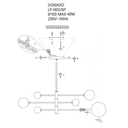 Dorado 6 lampa wisząca czarna LP-002/6P BK