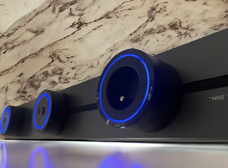 Gniazdo torowe szynowe 2xUSB do track systemu TINSLEY podświetlane blue