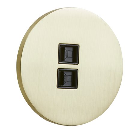 Gniazdo 2xRj45 podtynkowe okrągłe metalowe TOGGLICA ROUND złoty szczotkowany