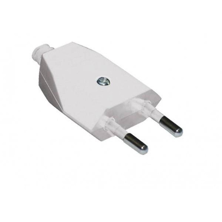 Wtyczka płaska b/u biała 6A 2P/II ELEKTRO