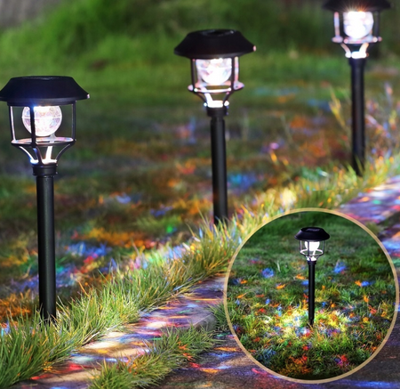 Lampa solarna ogrodowa wbijana LED 42cm RGB zestaw 4 sztuk