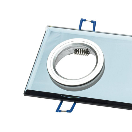 Oczko sufitowe szklane KWADRATOWE 2xGU10 Kolor: SREBNY