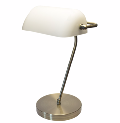 Lampka stołowa gabinetowa E27 mosiądz biały