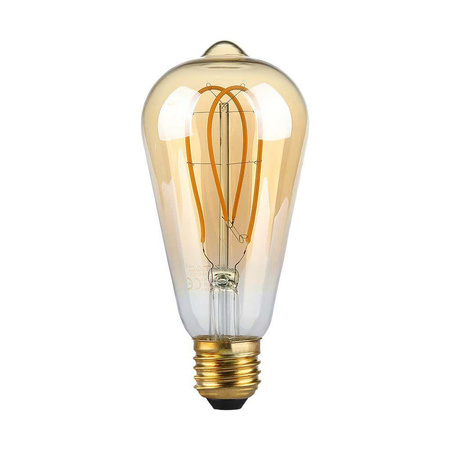 Żarówka LED V-TAC 4,8W E27 Filament Złota Vintage ST64 64x143mm VT-2066-N 1800K 300lm