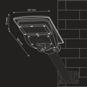 Naświetlacz solarny LED STREET-3 z czujnikiem PIR, czarny + pilot