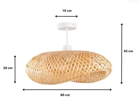 Lampa sufitowa bambusowa duża biała NUSA 80cm 1xE27