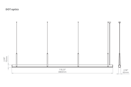 Kluś Lampa wisząca LED Tulip TU BEAM ZW L=1971mm, mikropryzma liniowa, 46W, 3000K, DALI, COASTAL
