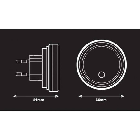 Lampka nocna wtykowa LED 0.4W 4lm z czujnikiem zmierzchu, okrągła