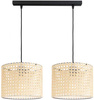 Lampa podwójna listwa czarna abażur rattan