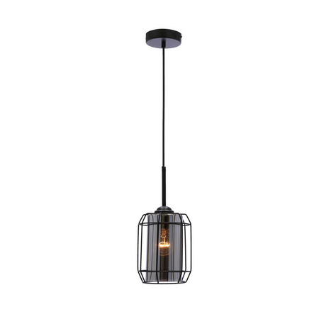 Lampa wisząca Jonera czarna 1xE27 klosz dymiony 31-08428