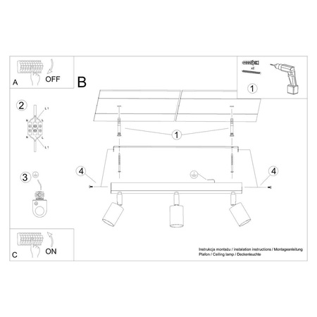 Lampa sufitowa VERDO 3L czarny