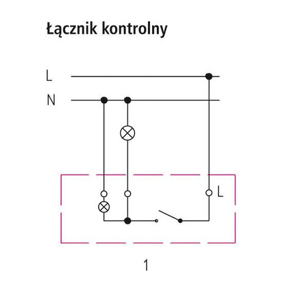 Łącznik kontrolny z podświetleniem niebieskim Ospel Sonata Ecru