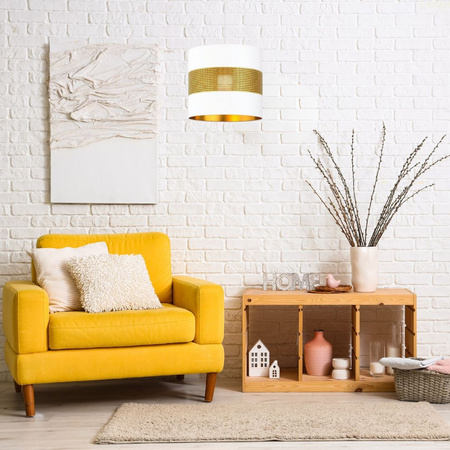 Lampa wisząca z abażurem ażurowa ORO Deluxe biała 20cm 