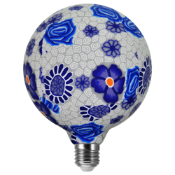 Żarówka dekoracyjna Filament E27 4W G125 kwiaty niebieskie Folklor