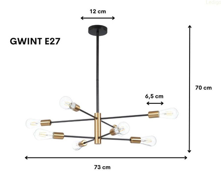 Lampa sufitowa żyrandol MULTI PATYCZAK black 8xE27 PRO